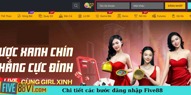 Chi tiết các bước đăng nhập Five88