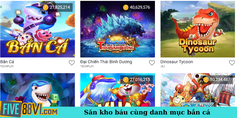 Săn kho báu cùng danh mục bắn cá