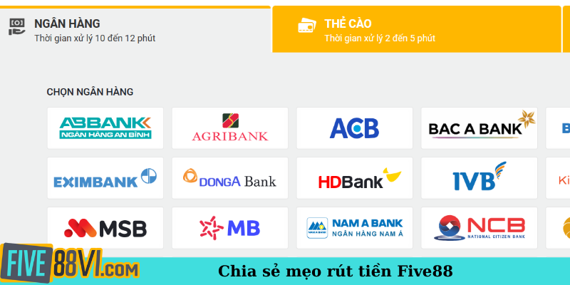 Chia sẻ mẹo rút tiền Five88