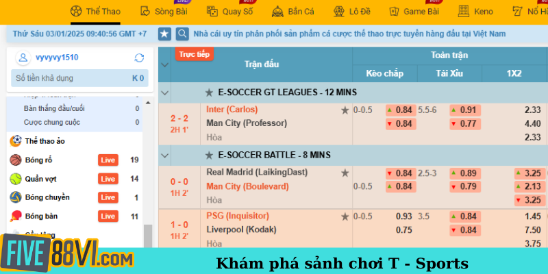 Khám phá sảnh chơi T - Sports