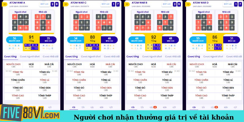 Người chơi nhận thưởng giá trị về tài khoản