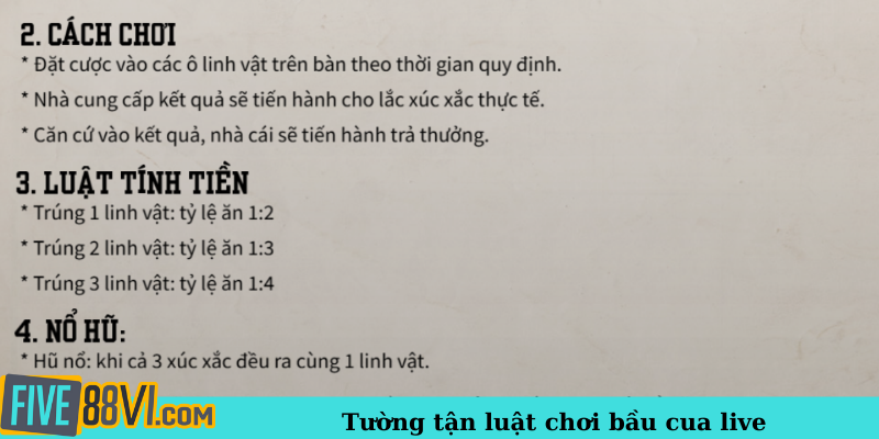 Tường tận luật chơi bầu cua live
