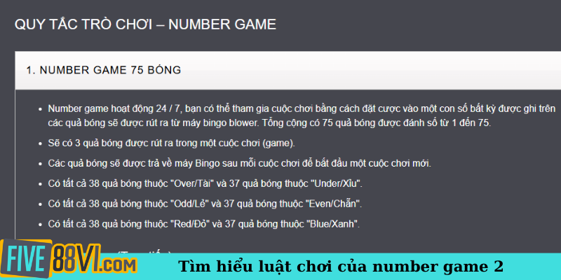 Tìm hiểu luật chơi của number game 2