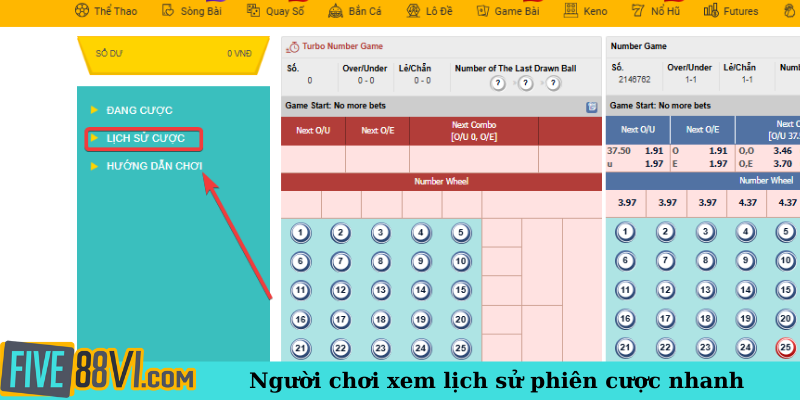 Người chơi xem lịch sử phiên cược nhanh