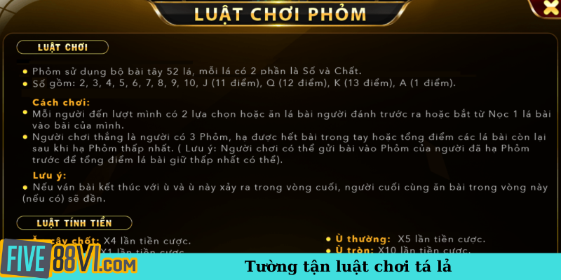 Tường tận luật chơi tá lả