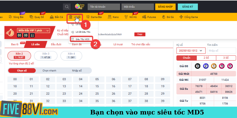 Bạn chọn vào mục siêu tốc MD5