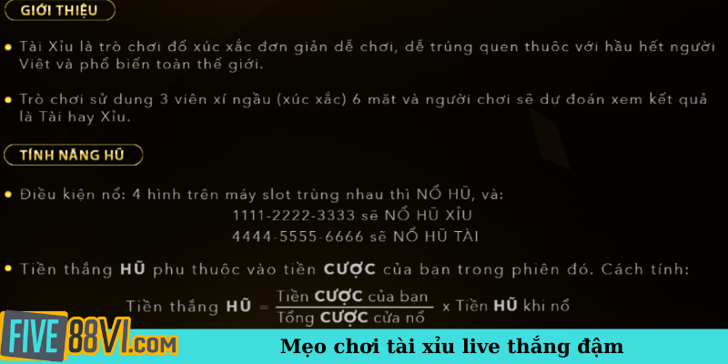 Mẹo chơi tài xỉu live thắng đậm